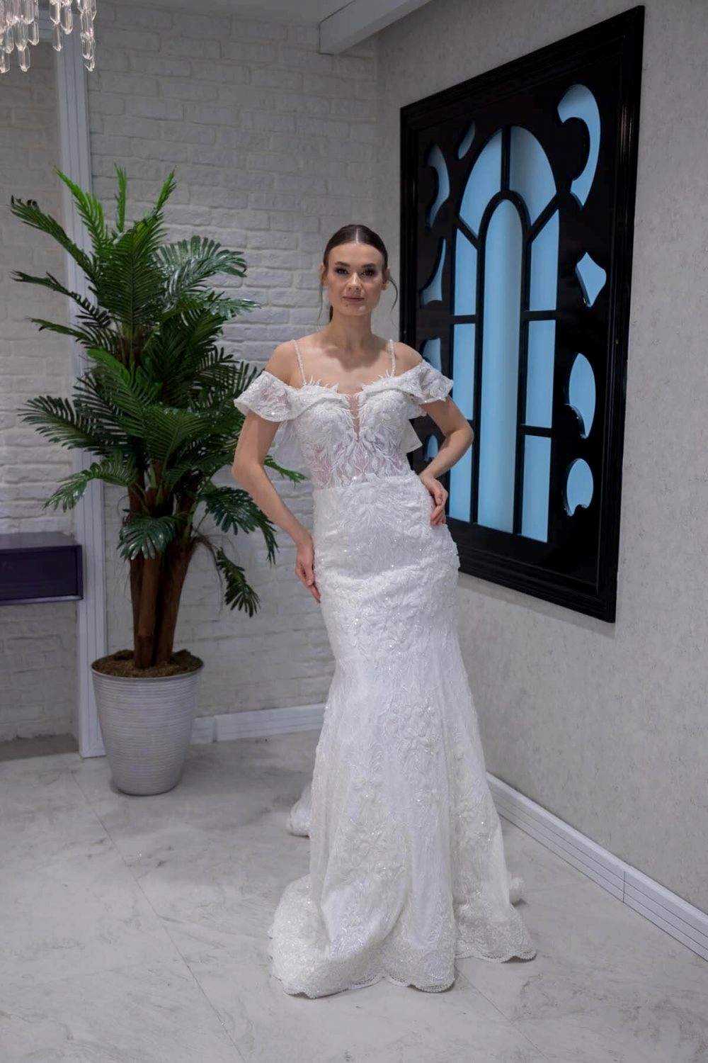 Omuz Askılı Kuyruklu Balık Gelinlik