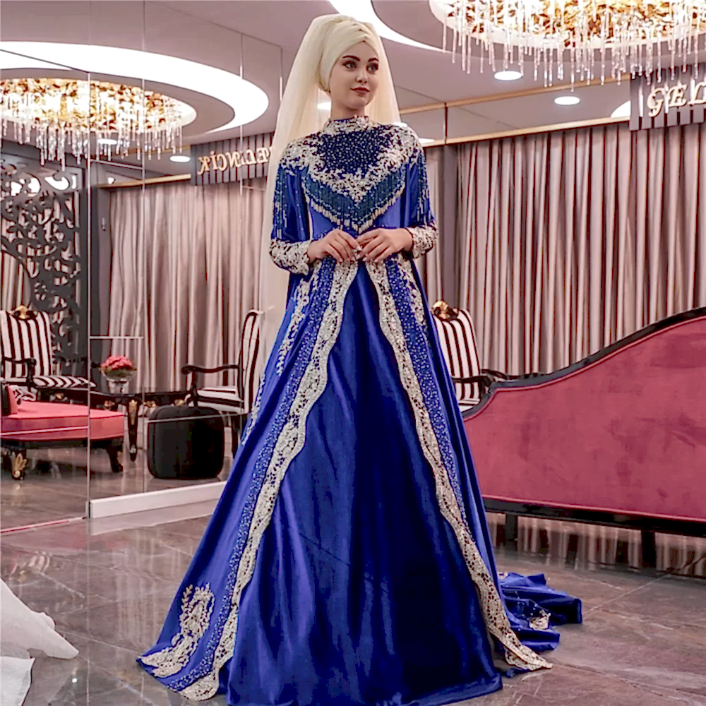 Full Taşlı Mavi Tesettür Bindallı
