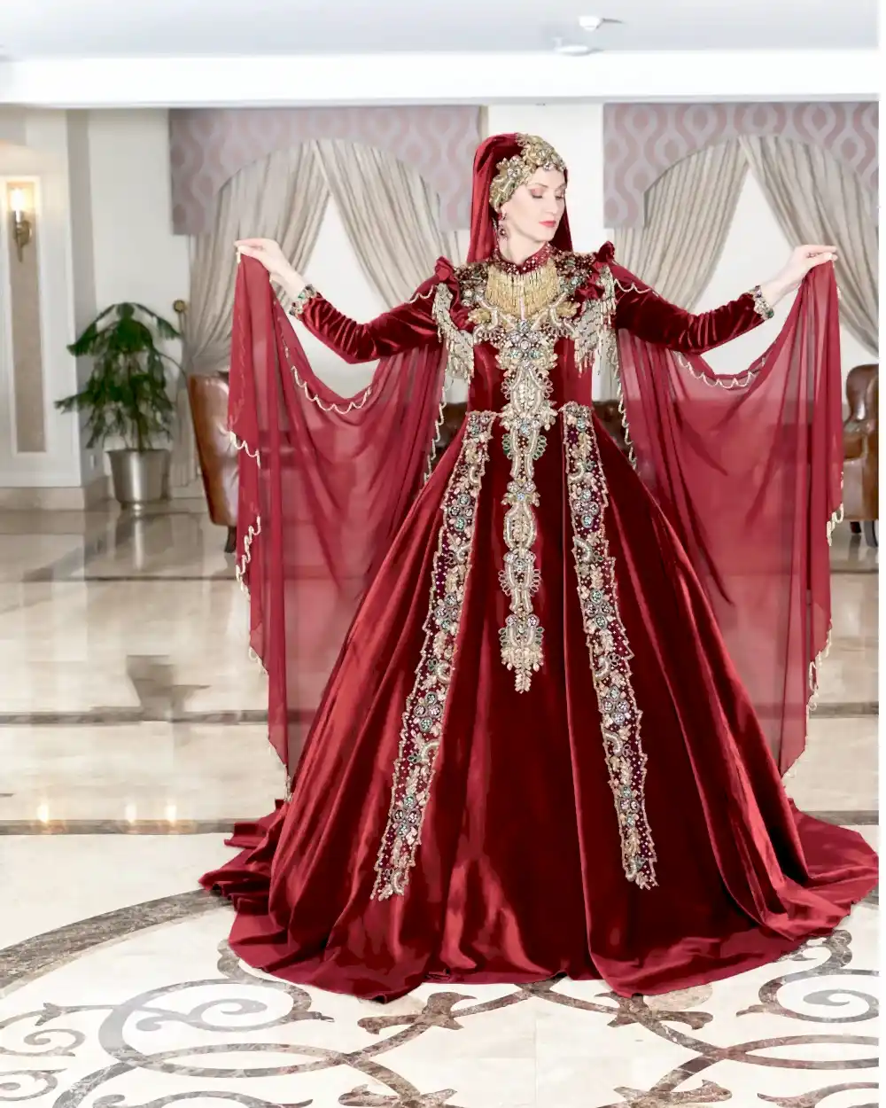 Taşlı Pelerinli Tesettür Bindallı Modeli