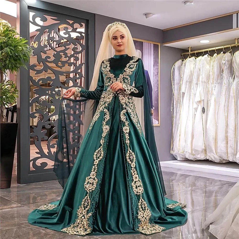 Taşlı Yeşil Tesettür Bindallı Modeli