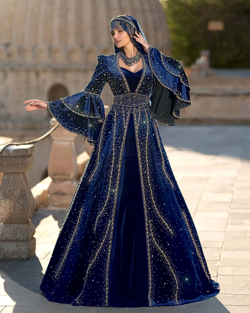 Boncuk İşlemeli Kaftan Bindallı